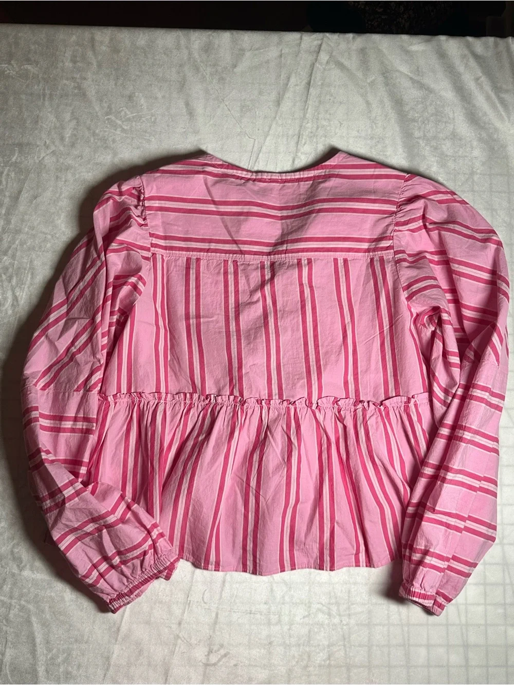 Free People pink peplum tie front Brunch Babe Blouse size small